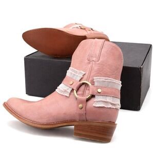 Frye Billy Ruffle Harness WoodRose Pink Leather Western Rodeo Festival Boots 9.5